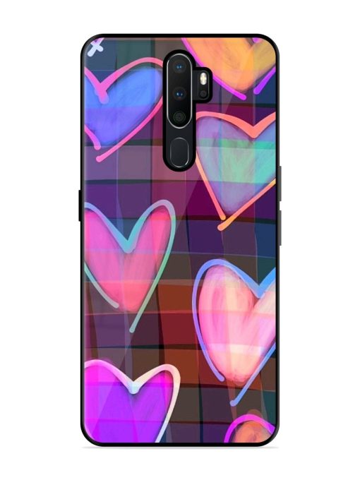 Neon Hearts Glossy Soft Edge Case for Oppo A9 (2020) Chachhi