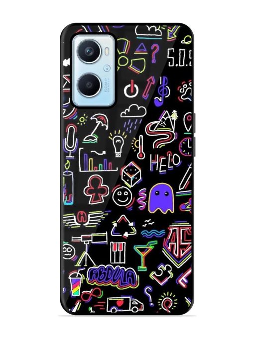 Neon Doodle Glossy Soft Edge Case for Oppo A96 Chachhi