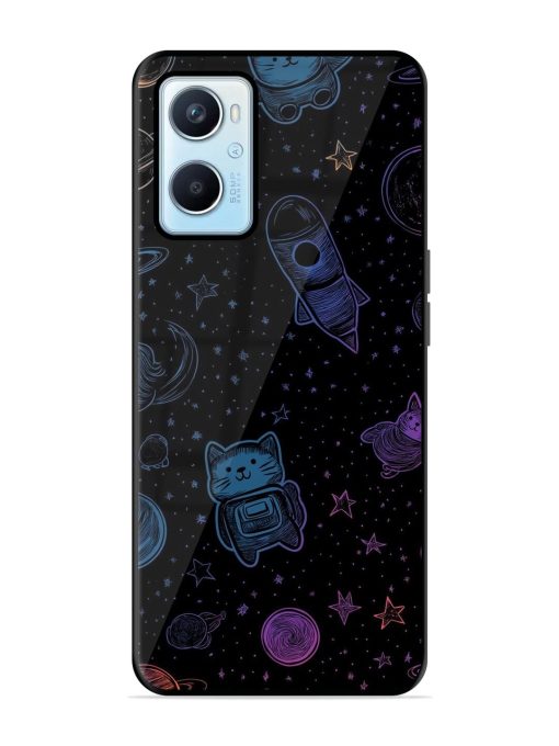 Cosmic Cat Chaos Glossy Soft Edge Case for Oppo A96 Chachhi