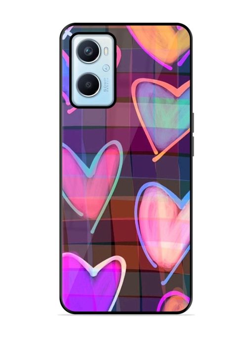 Neon Hearts Glossy Soft Edge Case for Oppo A96 Chachhi