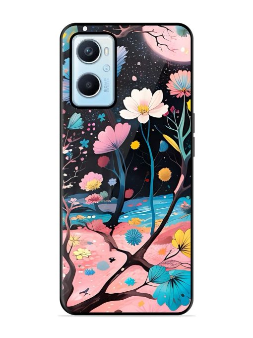 Cosmic Bloom Glossy Soft Edge Case for Oppo A96 Chachhi