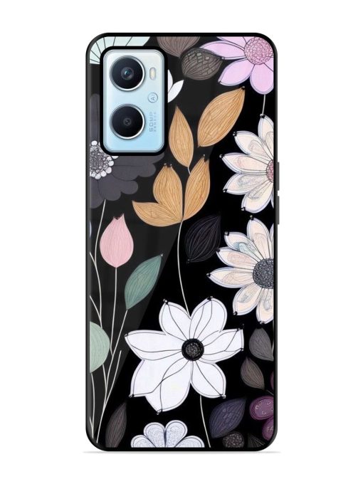 Whimsical Blooms On Black Glossy Soft Edge Case for Oppo A96 Chachhi