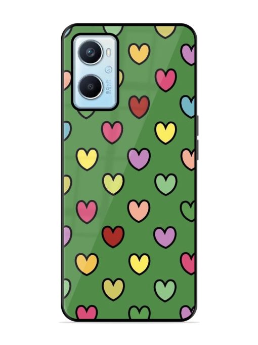 Rainbow Heart Parade Glossy Soft Edge Case for Oppo A96 Chachhi