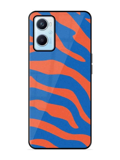 Zebra Stripes In Blue And Orange Glossy Soft Edge Case for Oppo A96 Chachhi