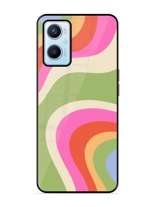 Wavy Rainbow Wonderland Glossy Soft Edge Case for Oppo A96 Chachhi