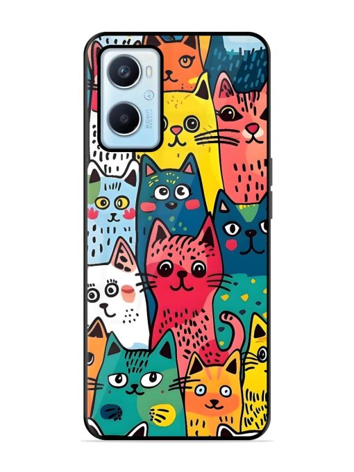 Feline Frenzy Glossy Soft Edge Case for Oppo A96 Chachhi