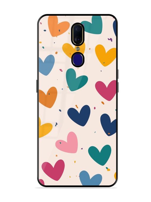 Rainbow Hearts Glossy Soft Edge Case for Oppo F11 Chachhi