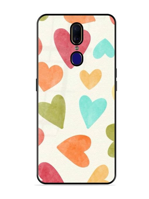 Watercolor Hearts Glossy Soft Edge Case for Oppo F11 Chachhi