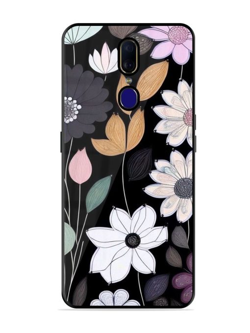 Whimsical Blooms On Black Glossy Soft Edge Case for Oppo F11