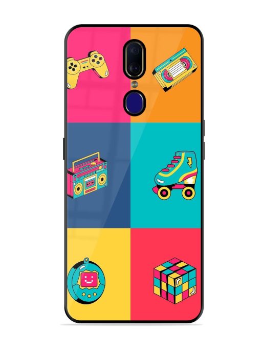 90S Throwback Grid Glossy Soft Edge Case for Oppo F11 Chachhi