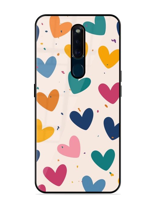 Rainbow Hearts Glossy Soft Edge Case for Oppo F11 Pro Chachhi