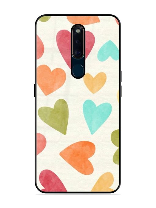 Watercolor Hearts Glossy Soft Edge Case for Oppo F11 Pro Chachhi