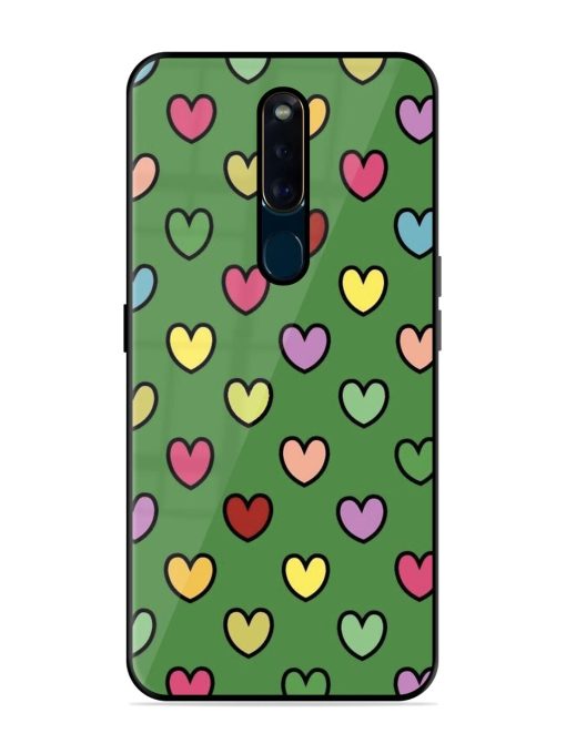 Rainbow Heart Parade Glossy Soft Edge Case for Oppo F11 Pro Chachhi