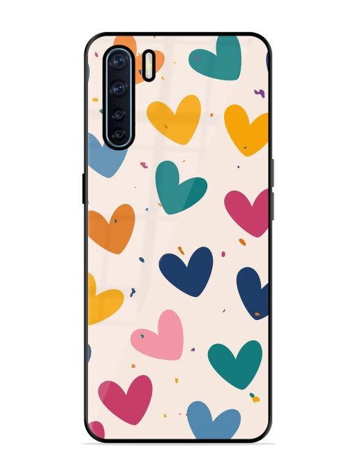 Rainbow Hearts Glossy Soft Edge Case for Oppo F15