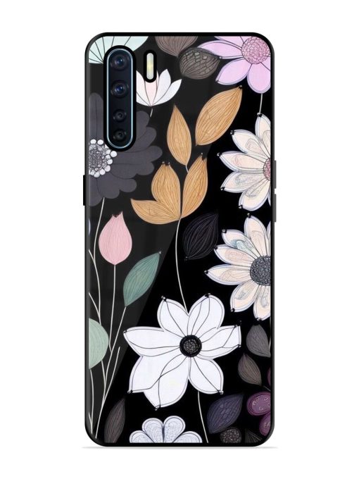 Whimsical Blooms On Black Glossy Soft Edge Case for Oppo F15