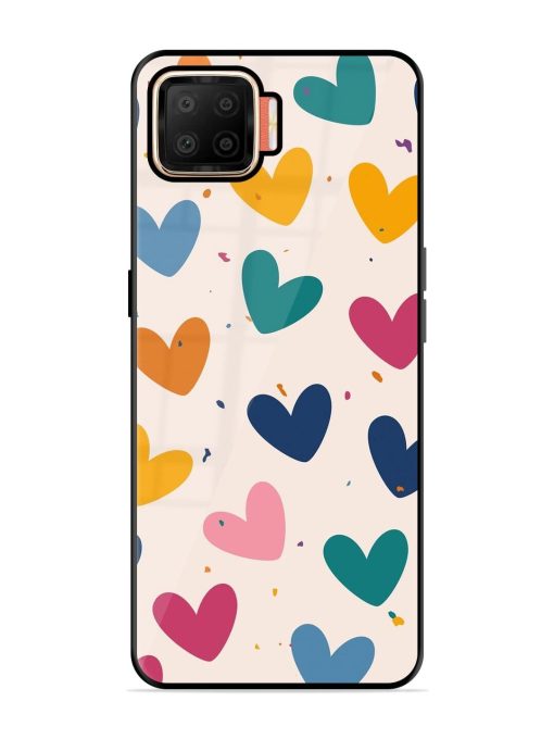 Rainbow Hearts Glossy Soft Edge Case for Oppo F17 Chachhi