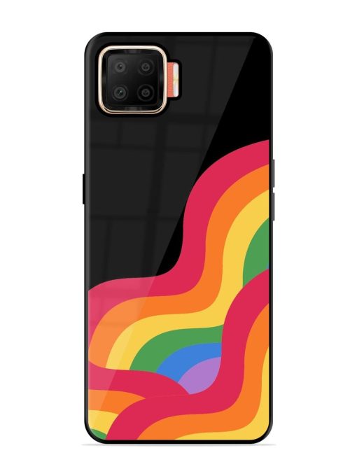 Wavy Rainbow Glossy Soft Edge Case for Oppo F17 Chachhi