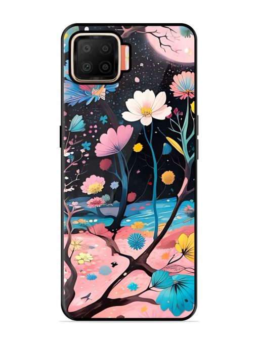 Cosmic Bloom Glossy Soft Edge Case for Oppo F17 Chachhi