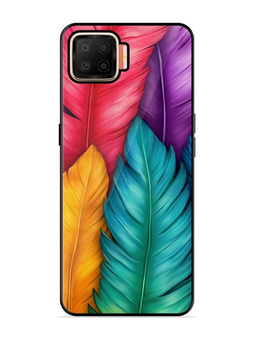 Rainbow Feathers Glossy Soft Edge Case for Oppo F17 Chachhi