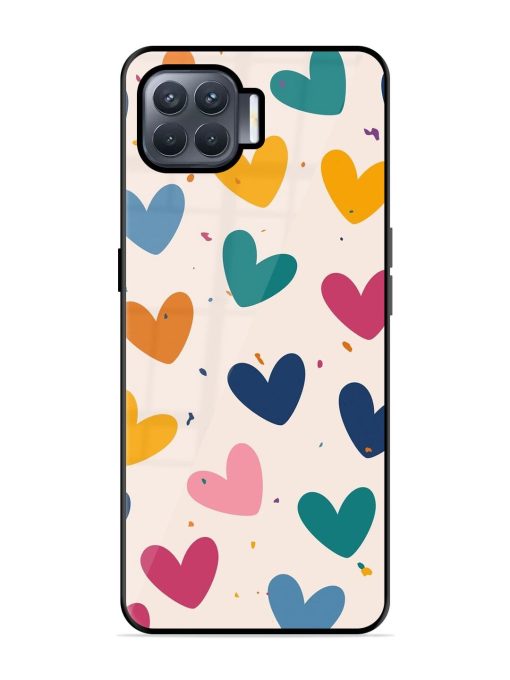 Rainbow Hearts Glossy Soft Edge Case for Oppo F17 Pro Chachhi