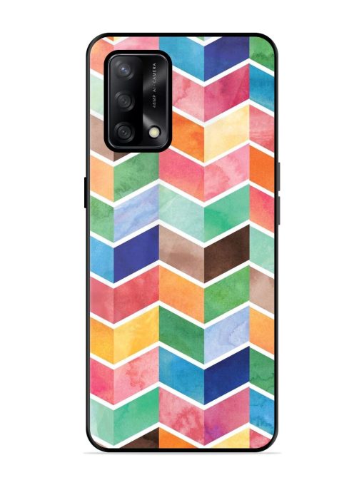 Watercolor Chevron Whimsy Glossy Soft Edge Case for Oppo F19 Chachhi