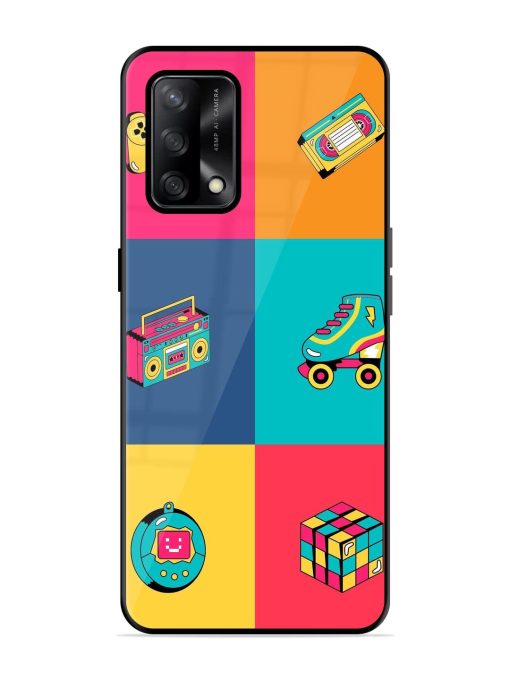 90S Throwback Grid Glossy Soft Edge Case for Oppo F19 Chachhi