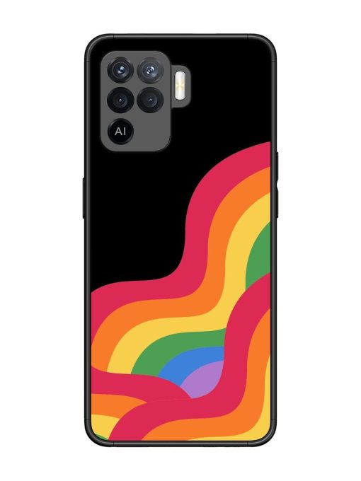 Wavy Rainbow Glossy Soft Edge Case for Oppo F19 Pro