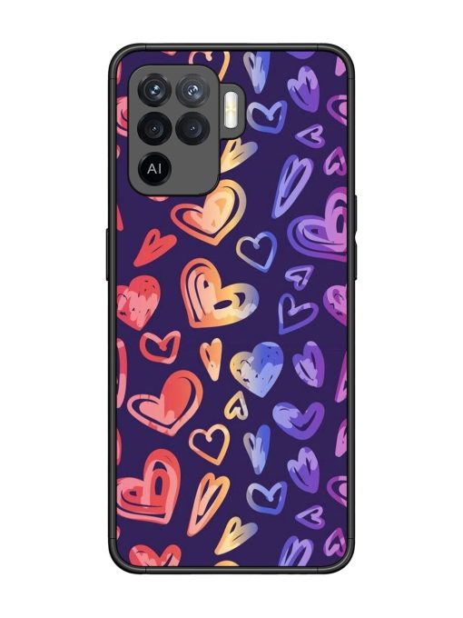 Rainbow Hearts Glossy Soft Edge Case for Oppo F19 Pro Chachhi