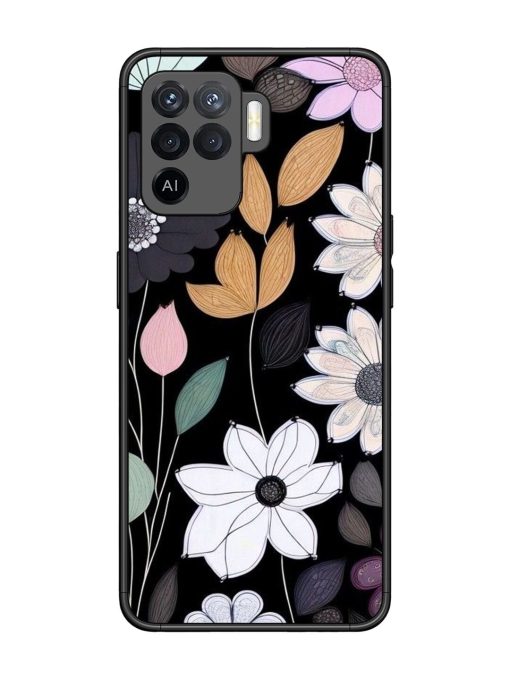 Whimsical Blooms On Black Glossy Soft Edge Case for Oppo F19 Pro Chachhi