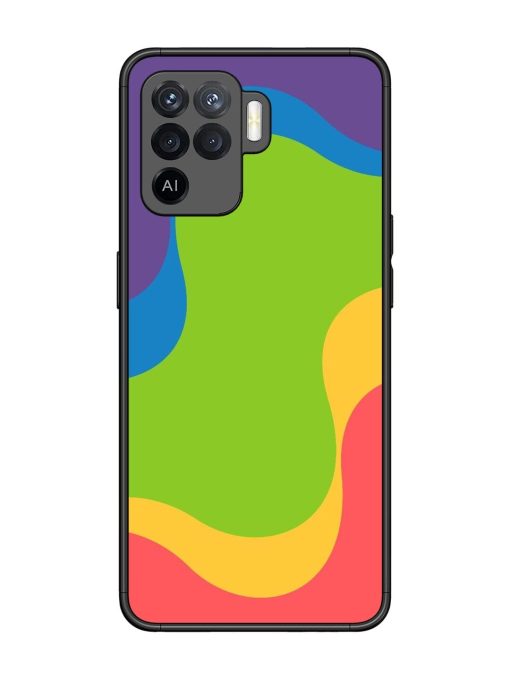 Wavy Rainbow Wonderland Glossy Soft Edge Case for Oppo F19 Pro Chachhi