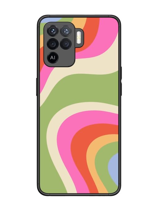 Wavy Rainbow Wonderland Glossy Soft Edge Case for Oppo F19 Pro Chachhi