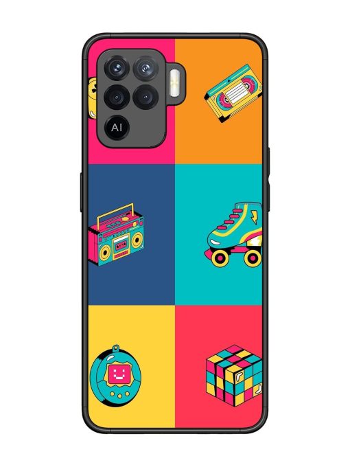 90S Throwback Grid Glossy Soft Edge Case for Oppo F19 Pro Chachhi