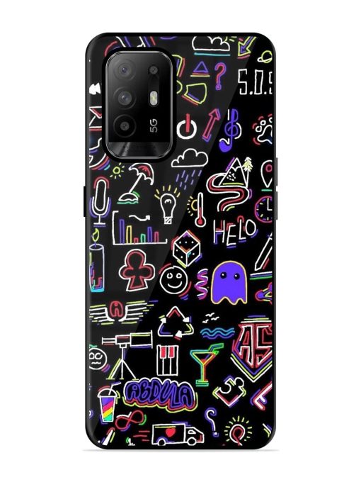 Neon Doodle Glossy Soft Edge Case for Oppo F19 Pro Plus Chachhi