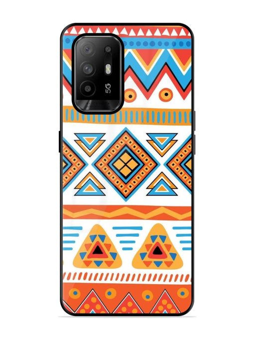 Vibrant Tribal Pattern Glossy Soft Edge Case for Oppo F19 Pro Plus Chachhi