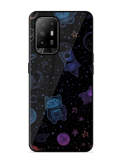 Cosmic Cat Chaos Glossy Soft Edge Case for Oppo F19 Pro Plus Chachhi