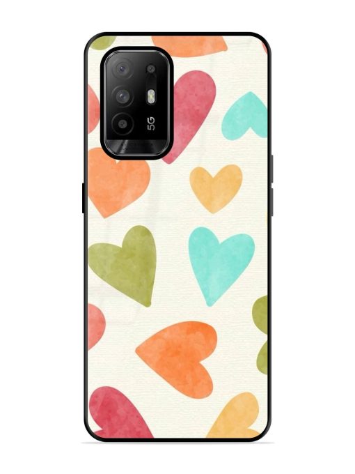 Watercolor Hearts Glossy Soft Edge Case for Oppo F19 Pro Plus Chachhi