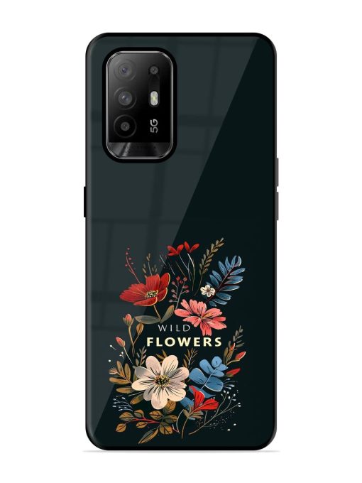 Dark Floral Glossy Soft Edge Case for Oppo F19 Pro Plus