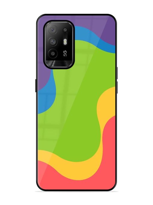 Wavy Rainbow Wonderland Glossy Soft Edge Case for Oppo F19 Pro Plus Chachhi