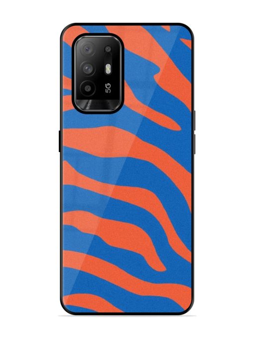 Zebra Stripes In Blue And Orange Glossy Soft Edge Case for Oppo F19 Pro Plus Chachhi