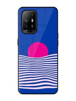 Pink Sunset Over Blue Waves Glossy Soft Edge Case for Oppo F19 Pro Plus