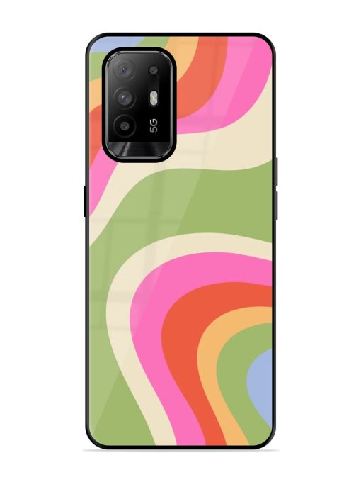 Wavy Rainbow Wonderland Glossy Soft Edge Case for Oppo F19 Pro Plus Chachhi