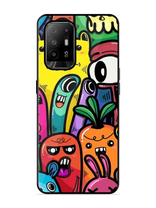 Whimsical Doodle Chaos Glossy Soft Edge Case for Oppo F19 Pro Plus