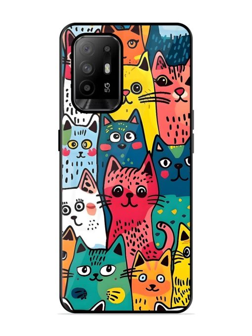 Feline Frenzy Glossy Soft Edge Case for Oppo F19 Pro Plus Chachhi