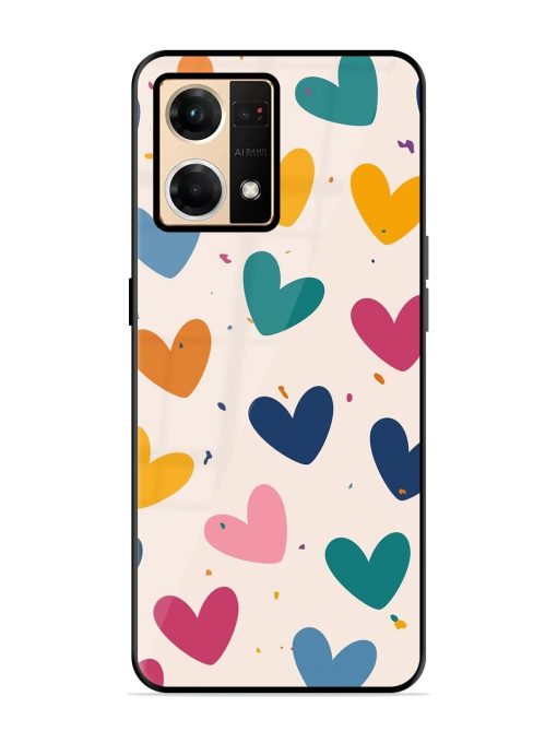 Rainbow Hearts Glossy Soft Edge Case for Oppo F21 Pro (4G) Chachhi