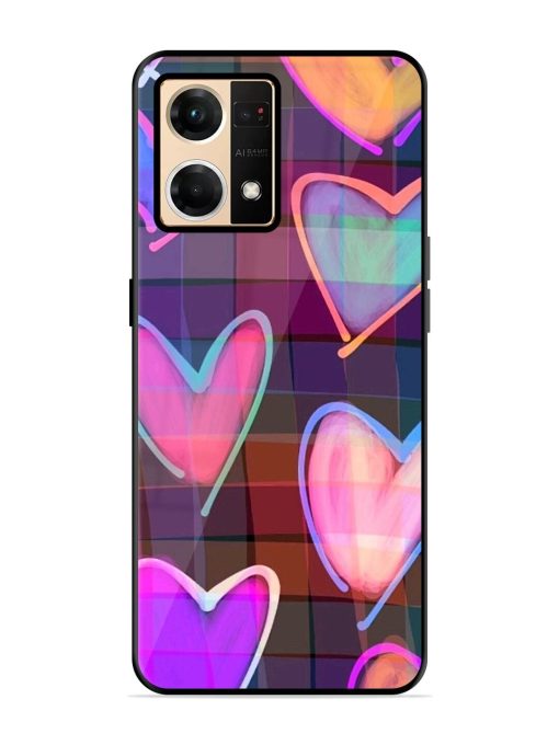 Neon Hearts Glossy Soft Edge Case for Oppo F21 Pro (4G) Chachhi