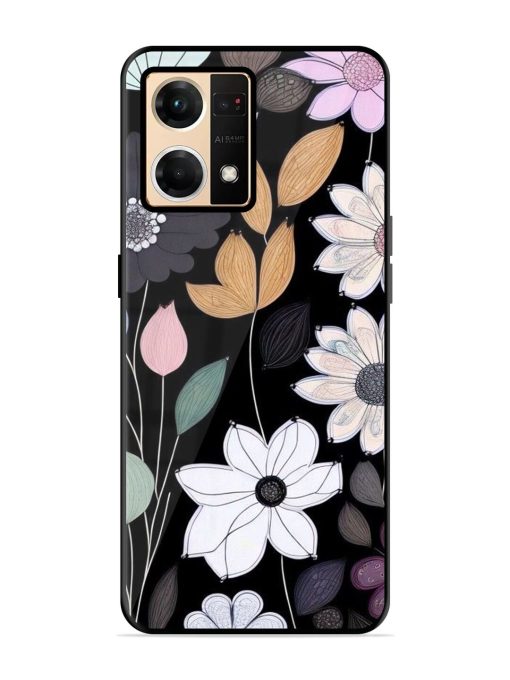 Whimsical Blooms On Black Glossy Soft Edge Case for Oppo F21 Pro (4G) Chachhi