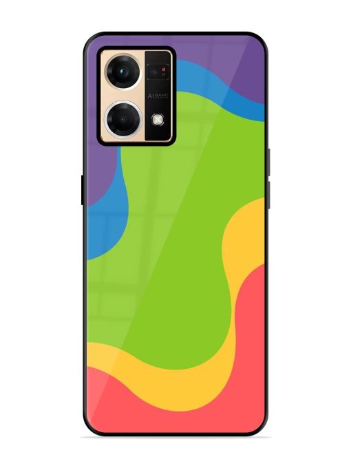 Wavy Rainbow Wonderland Glossy Soft Edge Case for Oppo F21 Pro (4G) Chachhi