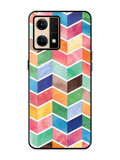 Watercolor Chevron Whimsy Glossy Soft Edge Case for Oppo F21 Pro (4G) Chachhi