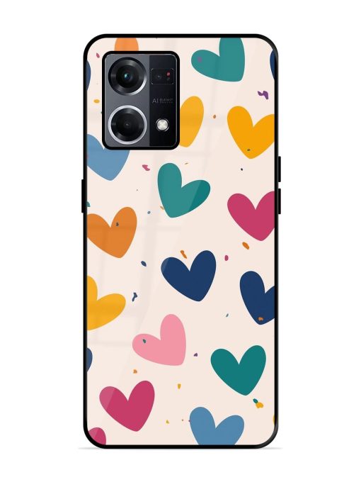 Rainbow Hearts Glossy Soft Edge Case for Oppo F21S Pro (4G) Chachhi