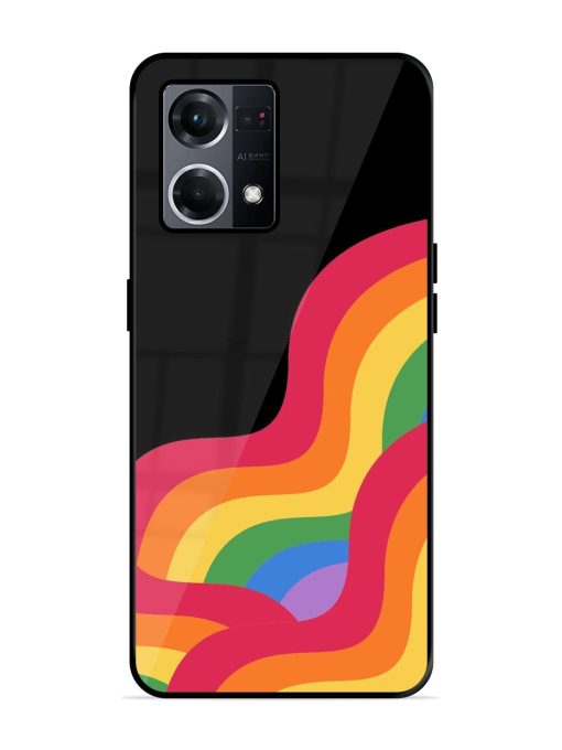 Wavy Rainbow Glossy Soft Edge Case for Oppo F21S Pro (4G) Chachhi